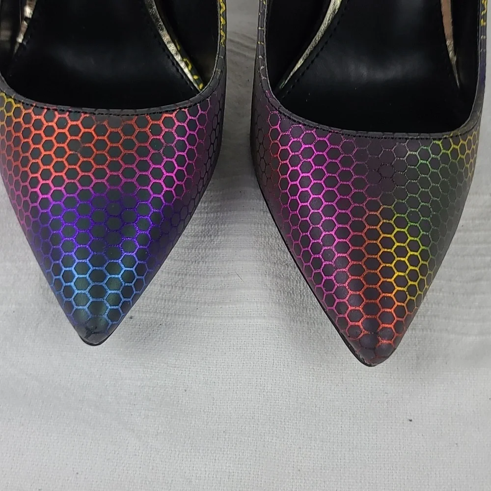 Bella‎ Luna Womens Stiletto Heels Pumps Shoes Colorful Holographic Sz 7.5 EUC